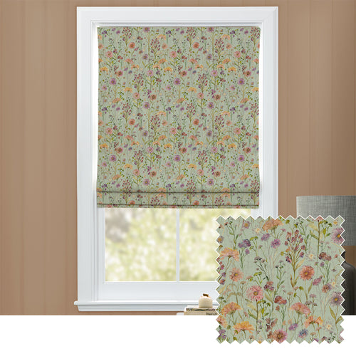 Floral Blue M2M - Medmerry Printed Cotton Made to Measure Roman Blinds Sky Voyage Maison