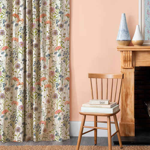 Floral Multi M2M - Medmerry Printed Cotton Made to Measure Curtains Apricot Voyage Maison