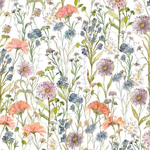 Floral Multi Wallpaper - Medmerry  1.4m Wide Width Wallpaper (By The Metre) Apricot Voyage Maison