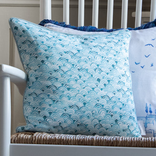 Abstract Blue Cushions - Melia Printed Piped Feather Filled Cushion Glacier Voyage Maison