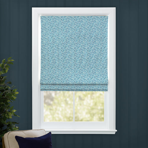 Abstract Blue M2M - Melia Printed Cotton Made to Measure Roman Blinds Glacier Voyage Maison