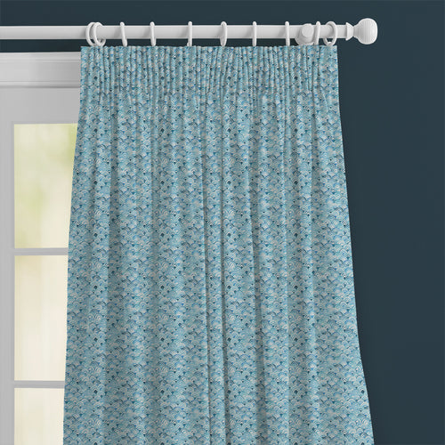 Abstract Blue M2M - Melia Printed Cotton Made to Measure Curtains Glacier Voyage Maison