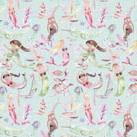  Samples - Mermaid Party Printed Fabric Sample Swatch Dusk Voyage Maison