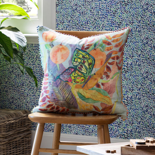 Voyage Maison Mirabelle Printed Feather Cushion in Robins Egg