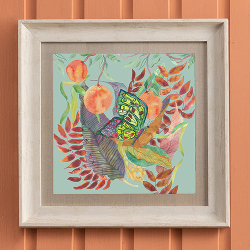 Floral Orange Wall Art - Mirabella Butterfly Framed Print Birch/Robins Egg Voyage Maison