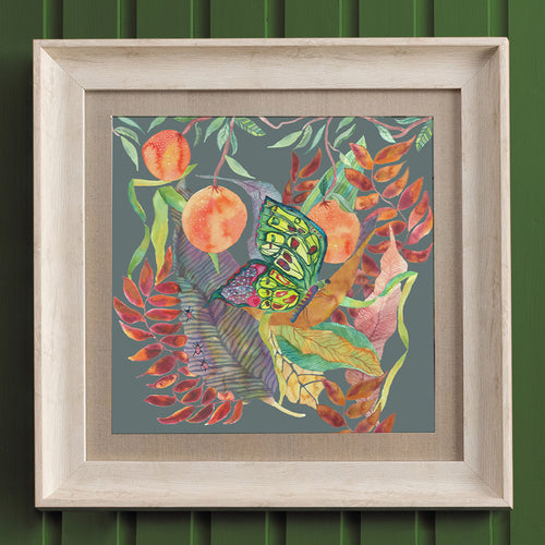 Floral Orange Wall Art - Mirabella Butterfly Framed Print Birch/Grey Voyage Maison