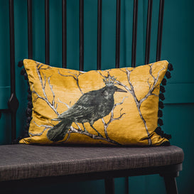 Voyage Maison Monarch Printed Feather Cushion in Gold