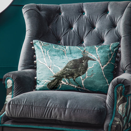 Voyage Maison Monarch Printed Feather Cushion in Teal
