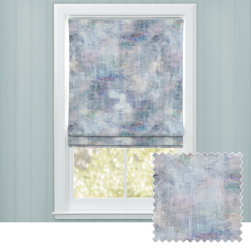 Abstract Grey M2M - Monet Printed Satin Made to Measure Roman Blinds Azurite Voyage Maison