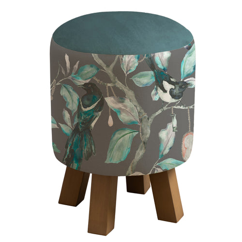 Animal Grey Furniture - Monty Round Footstool Collector Charcoal Voyage Maison