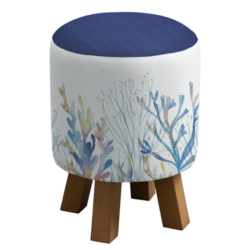 Blue Furniture - Monty Round Footstool Coral Reef Cobalt Voyage Maison