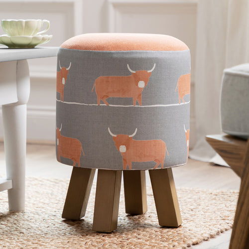 Animal Grey Furniture - Monty Round Footstool Dougal Granite Voyage Maison