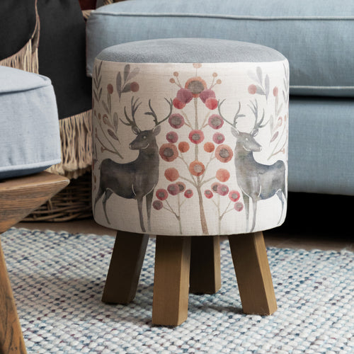 Animal Red Furniture - Monty Round Footstool Edo Mulberry Voyage Maison