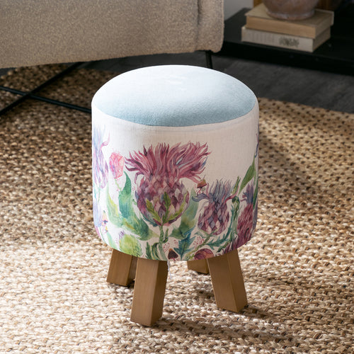 Floral Pink Furniture - Monty Round Footstool Fairytale Bristles Damson Voyage Maison