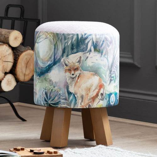 Animal Blue Furniture - Monty Round Footstool Fox And Hare Voyage Maison