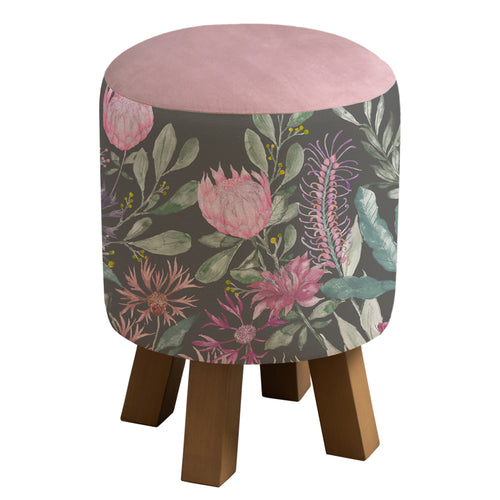 Floral Black Furniture - Monty Round Footstool Fortazela Onyx Voyage Maison