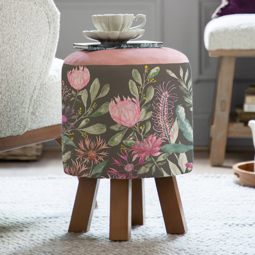 Floral Black Furniture - Monty Round Footstool Fortazela Onyx Voyage Maison