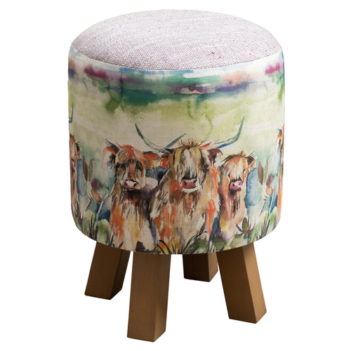 Animal Green Furniture - Monty Round Footstool Heilan Herd Voyage Maison