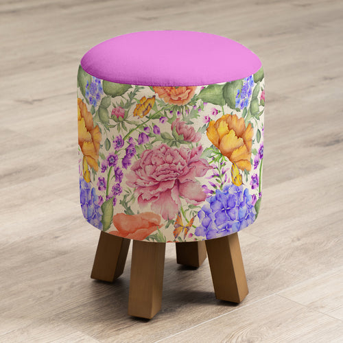 Floral Multi Furniture - Monty  Footstool Idalia Fuschia Voyage Maison