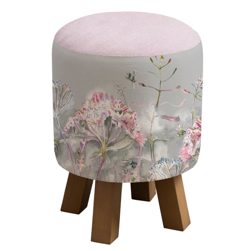Floral Grey Furniture - Monty Round Footstool Langdale Orchid Voyage Maison