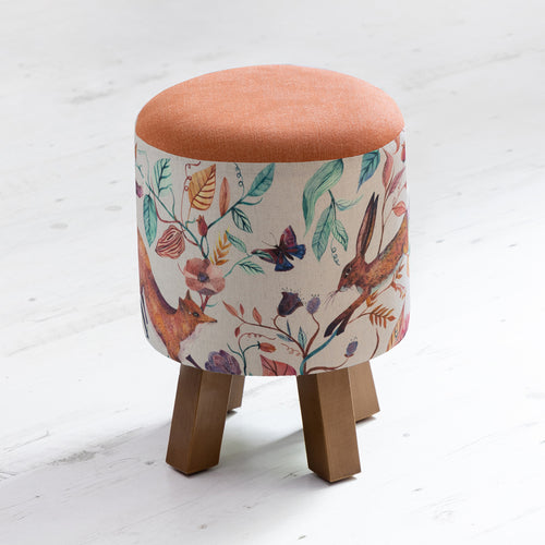 Animal Multi Furniture - Monty Round Footstool Leaping Into The Fauna Linen Voyage Maison