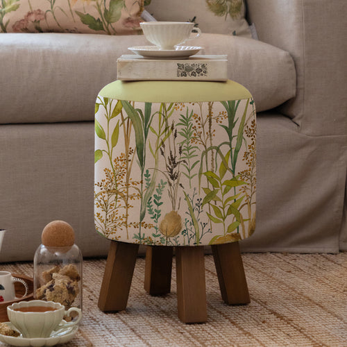 Floral Green Furniture - Monty  Footstool Lydiard Natural Voyage Maison