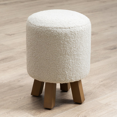 Plain Cream Furniture - Monty Round Footstool Paddington Linen Voyage Maison