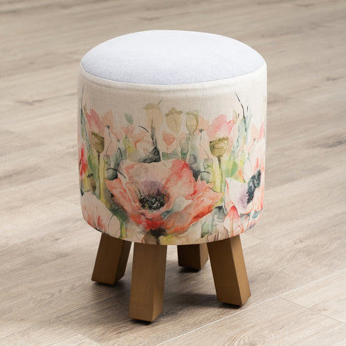 Floral Pink Furniture - Monty Round Footstool Papavera Sweetpea Voyage Maison