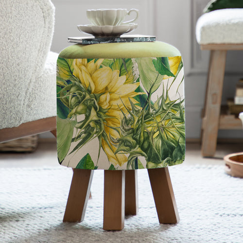 Floral Green Furniture - Monty Round Footstool Easton Fern Marie Burke