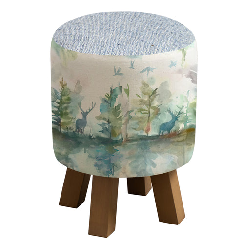 Animal Green Furniture - Monty Round Footstool Wilderness Topaz Voyage Maison