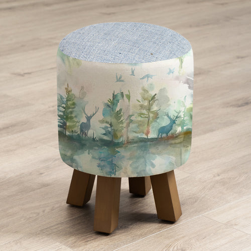 Animal Green Furniture - Monty Round Footstool Wilderness Topaz Voyage Maison