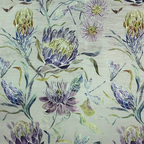 Floral Blue Fabric - Moore Haven Printed Velvet Fabric (By The Metre) Periwinkle Voyage Maison