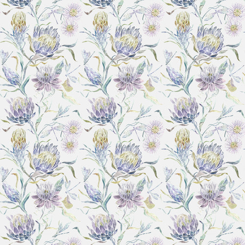 Floral Blue Fabric - Moore Haven Printed Velvet Fabric (By The Metre) Periwinkle Voyage Maison