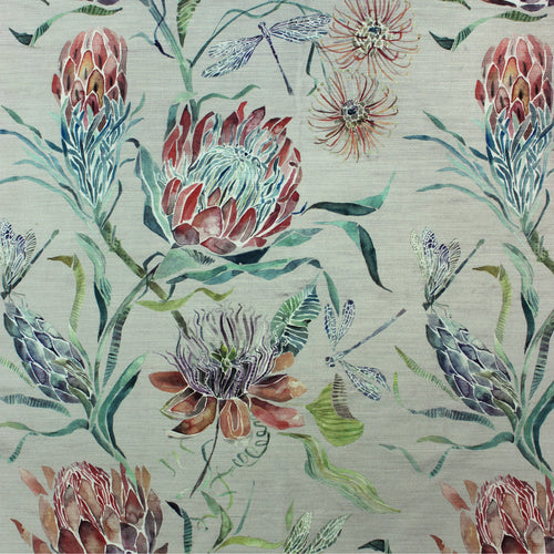 Floral Green Fabric - Moore Haven Printed Velvet Fabric (By The Metre) Strawberry Voyage Maison