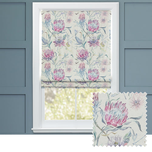 Floral Purple M2M - Moorehaven Printed Cotton Made to Measure Roman Blinds Loganberry Voyage Maison