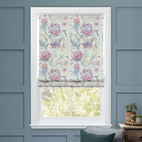 Floral Purple M2M - Moorehaven Printed Cotton Made to Measure Roman Blinds Loganberry Voyage Maison