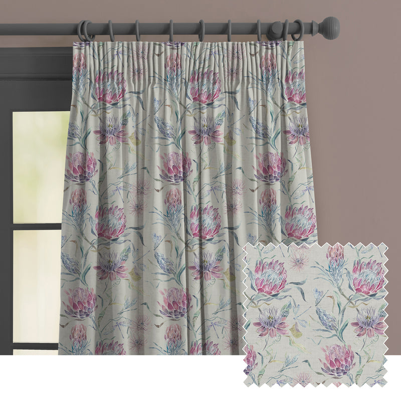 Floral Green M2M - Moorehaven Printed Made to Measure Curtains Loganberry Voyage Maison