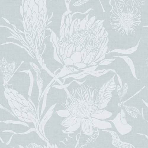 Floral Blue Wallpaper - Moorehaven  1.4m Wide Width Wallpaper (By The Metre) Robins Egg Voyage Maison