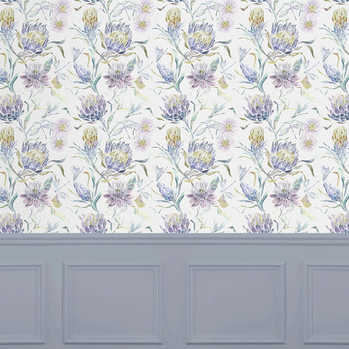 Floral Blue Wallpaper - Moorehaven  1.4m Wide Width Wallpaper (By The Metre) Skylark Voyage Maison