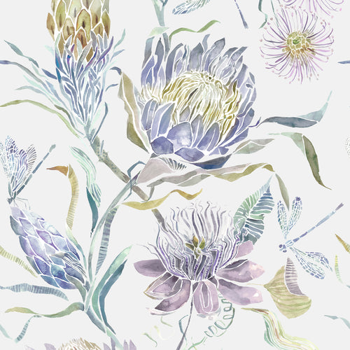 Floral Blue Wallpaper - Moorehaven  1.4m Wide Width Wallpaper (By The Metre) Skylark Voyage Maison