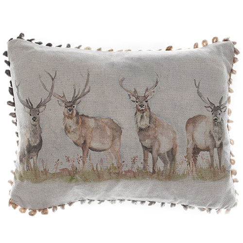 Voyage Maison Mooreland Stag Printed Feather Cushion in Natural