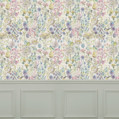 Floral Multi Wallpaper - Morning  1.4m Wide Width Wallpaper (By The Metre) Green Voyage Maison