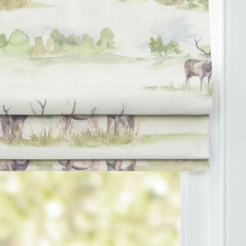 Animal Green M2M - Morrland Stag Printed Linen Made to Measure Roman Blinds Natural Voyage Maison