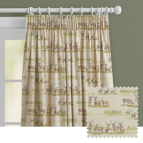 Animal Cream M2M - Moorland Stag Printed Made to Measure Curtains Linen Voyage Maison