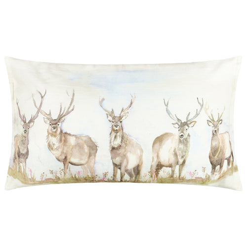 Check Brown Cushions - Moorland Stag Reversible Outdoor Polyester Filled Cushion Nut Voyage Maison