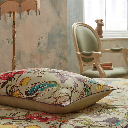 Floral Gold Bedding - Morton Floral Printed Cotton Sateen Piped  Pillowcase Pair Chintz EW by Edinburgh Weavers
