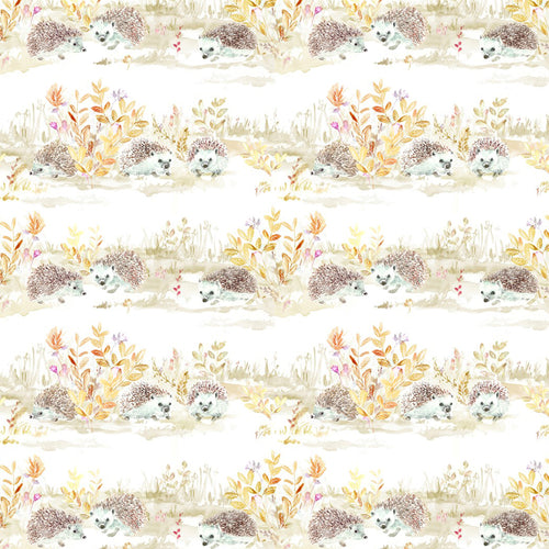 Animal Beige Fabric - Mr And Mrs Hedgehog Printed Linen Fabric (By The Metre) Natural Voyage Maison