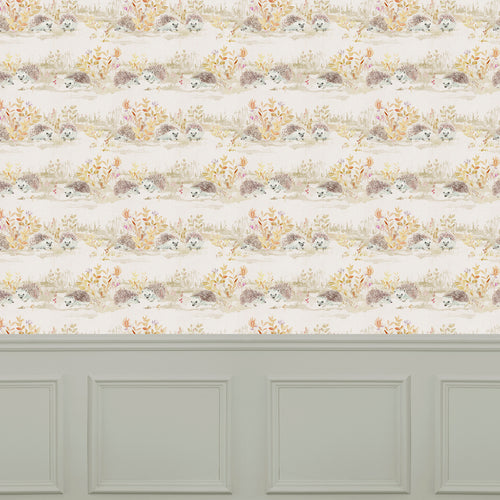 Animal Cream Wallpaper - Mr & Mrs Hedgehog  1.4m Wide Width Wallpaper (By The Metre) Latte Voyage Maison