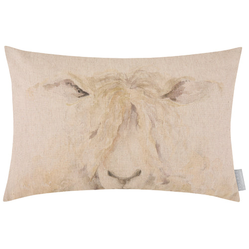 Animal Cream Cushions - Mr Wooly Printed Feather Filled Cushions Natural Voyage Maison