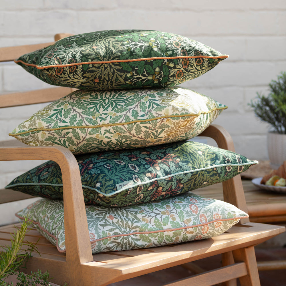 Multi Acorn Green Printed Outdoor Polyester Filled Cushion | Thyme